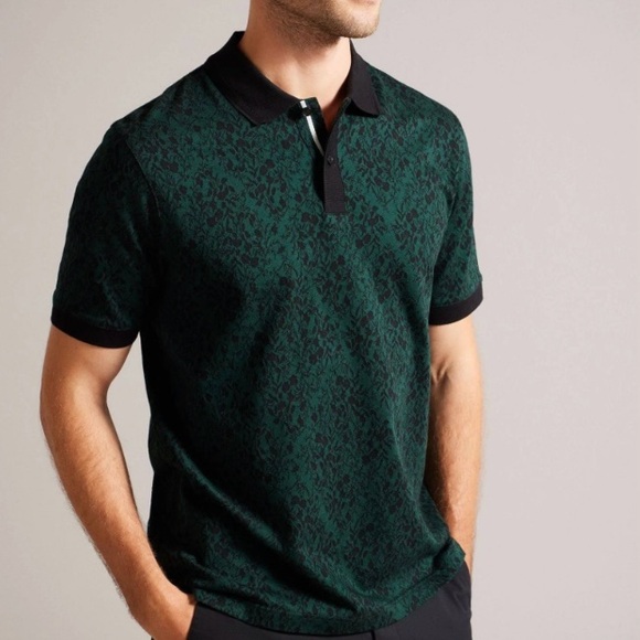 Ted Baker London Other - Ted Baker Jacquard Textured Floral Polo Shirt Size 5 US XL